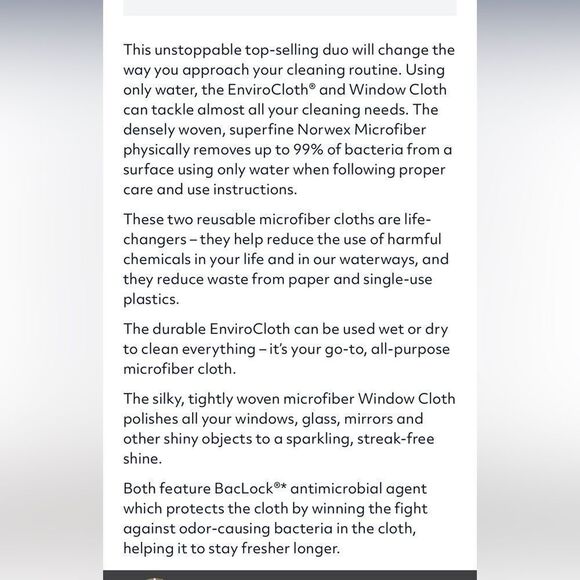 Norwex Enviro Cloth and Window Cloth Basic Package NWT - Picture 5 of 12